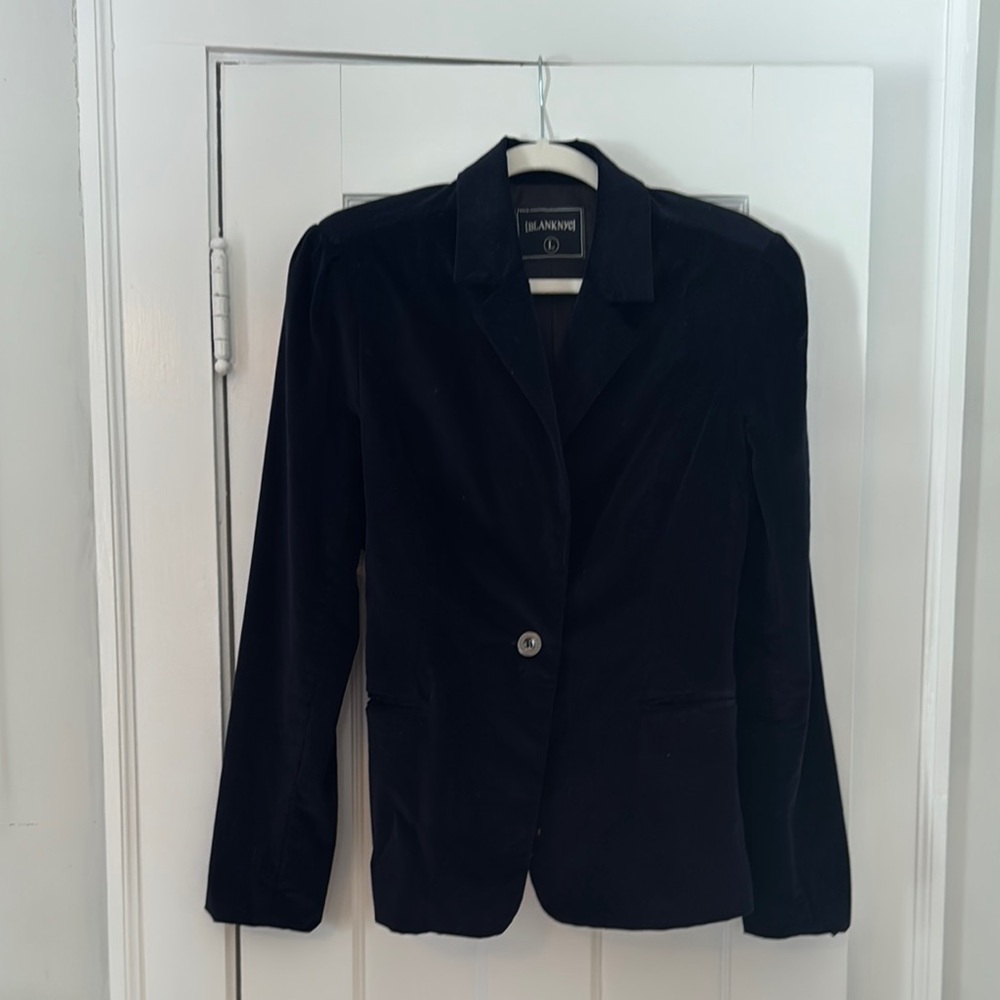 Blank NYC Blue Velvet Tailored Blazer